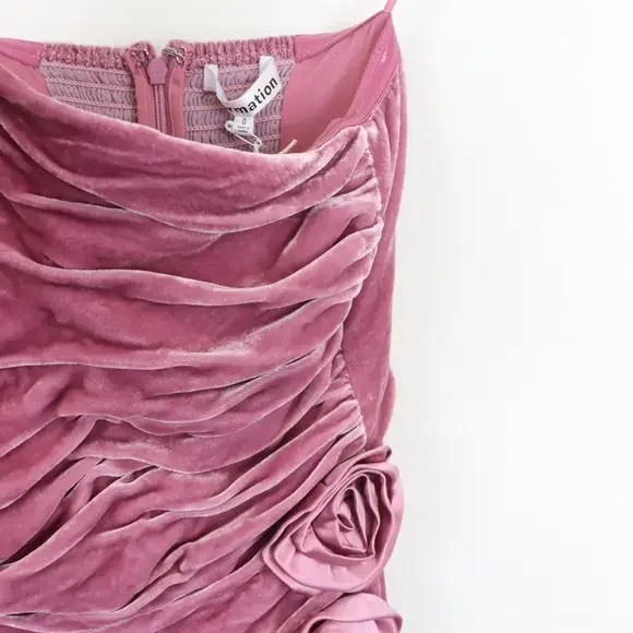 reformation pink velvet dress Reformation Camden Velvet Dress - Pink Velvet